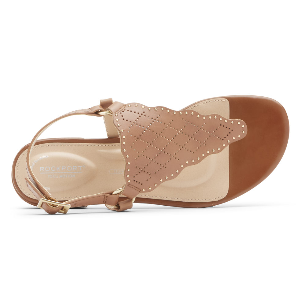 Sandalias Rockport Mujer Mexico - Total Motion Zosia Perforated Beige - QLATX4820